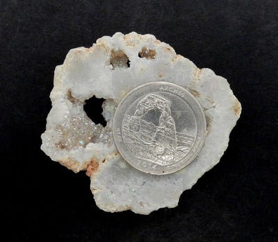 Titanium Treated Calcite Druzy Bead - a quarter on it