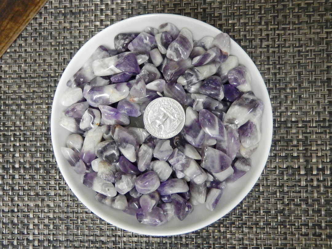 lb Chevron Amethyst Tumbled Small Gemstones Polished Purple