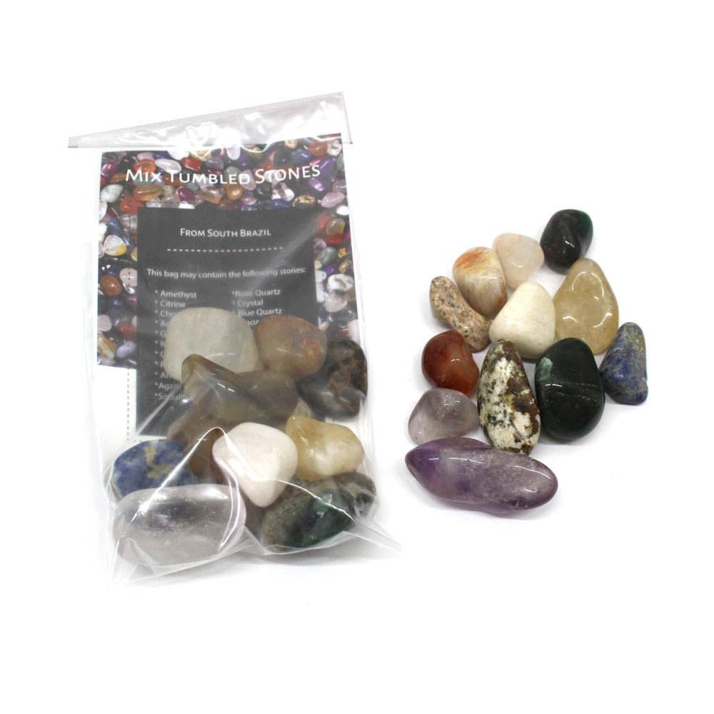 tumbled stones in a bag