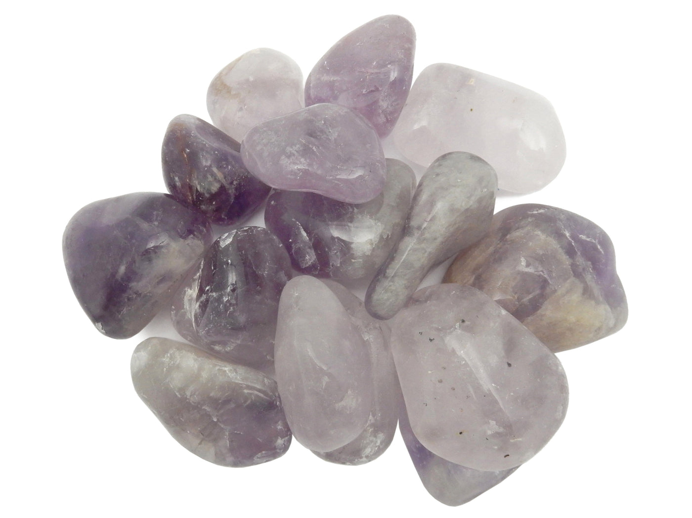 tumbled amethyst on white background