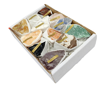 Natural Gemstone Mix in a box side view