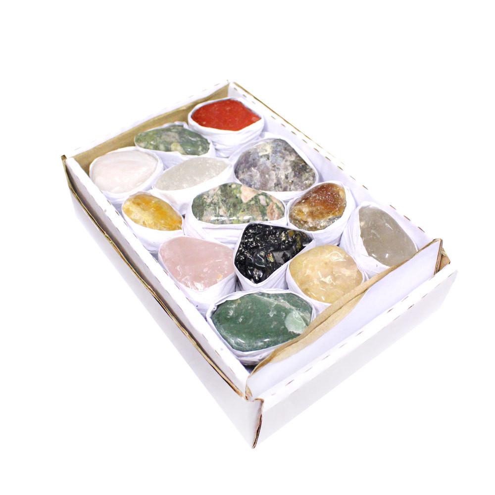 Natural Tumbled Gemstone Mix - one box on a table