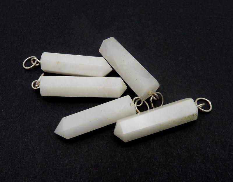 White Agate Point Pendant With Silver Tone Bail  -  in a pile