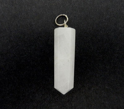 White Agate Point Pendant With Silver Tone Bail  - one close up