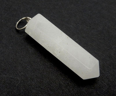 White Agate Point Pendant With Silver Tone Bail  - close up of one