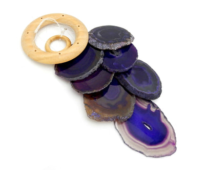 Picture of our purple agate windchime, displayed on a white background.