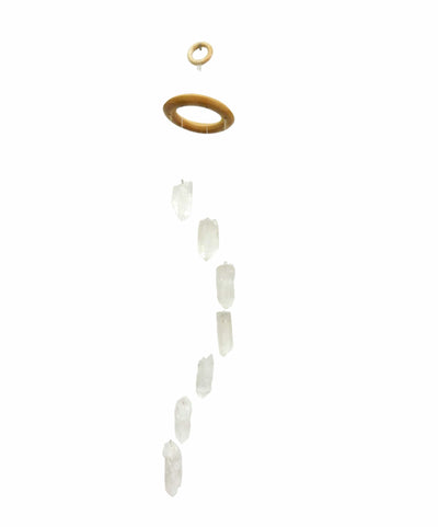 crystal point chime with wooden accent