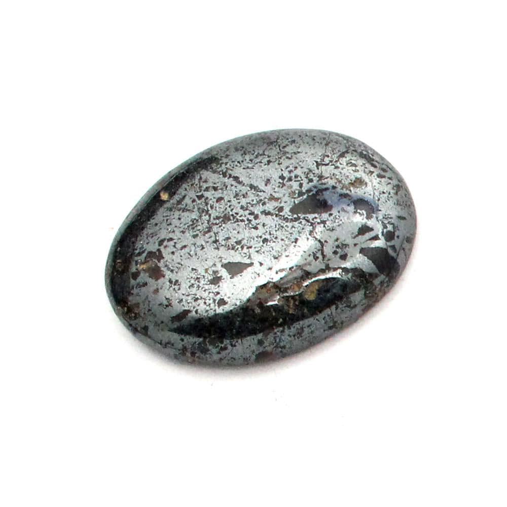 up close of the Hematite Worry Thumb Stone Slab to show details of natural inclusions